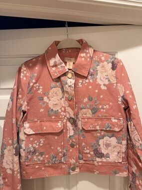 Camila Coelho Rose-Pink Floral Jean Jacket